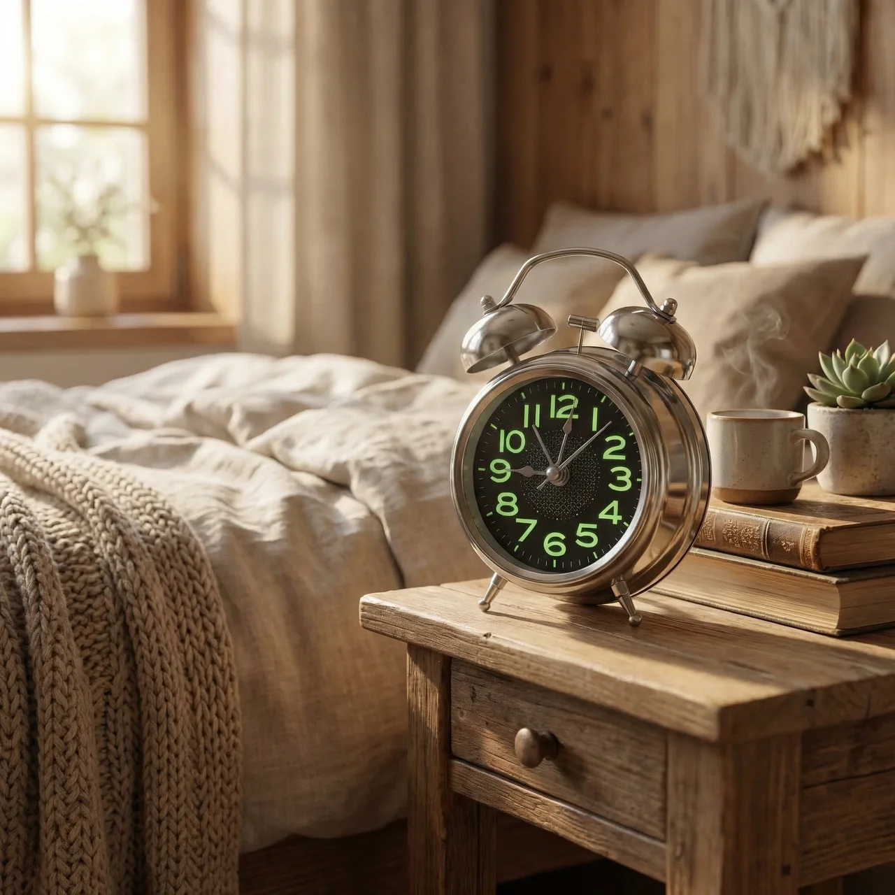 Extra Luide Retro Wekker met Dubbele Bel voor Diepe Slapers – Stille Quartz Beweging & Nachtlampje 10cm | Sansoti