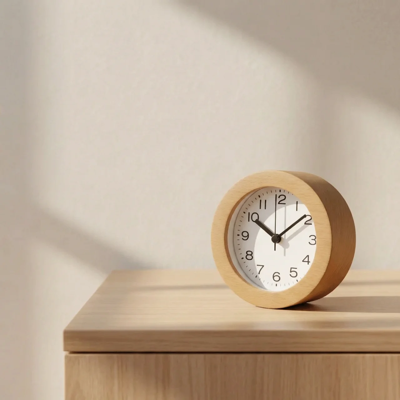 Stille Houten Wekker – Minimalistische Analoge Klok Voor Slaapkamer – Niet Tikkend | Sansoti