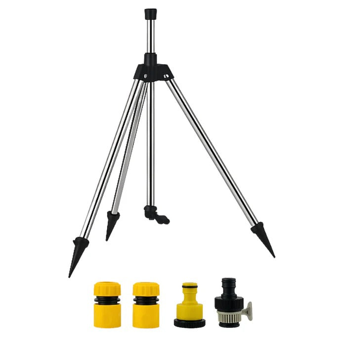 Dreibeiniger Gartensprinkler mit 360°-Rotation und verstellbarer Höhe, Rasensprenger für Rasenflächen, Rabatten und Blumenbeete | Sansoti