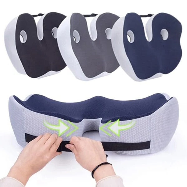 Coussin d’assise ergonomique en mousse à mémoire de forme pour soulager les ischions, soutenir le dos et améliorer le confort au bureau, en voiture et sur une chaise | Sansoti