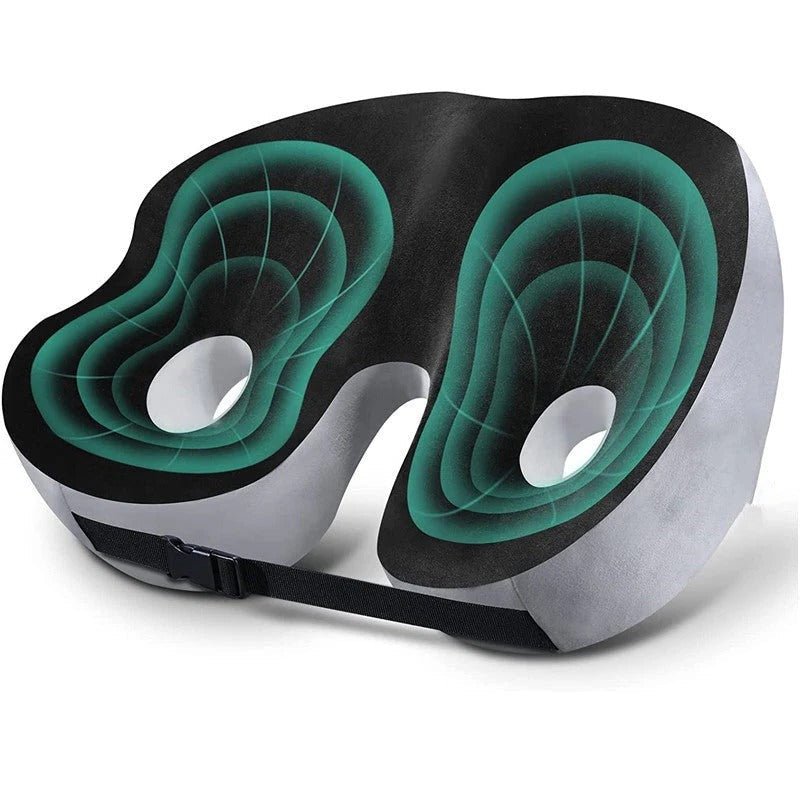 Coussin d’assise ergonomique en mousse à mémoire de forme pour soulager les ischions, soutenir le dos et améliorer le confort au bureau, en voiture et sur une chaise | Sansoti