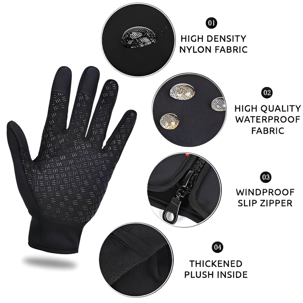 Verwarmde Handschoenen met 3 Warmtestanden Touchscreen Functie Waterdicht Winter Fietshandschoenen Unisex | Sansoti