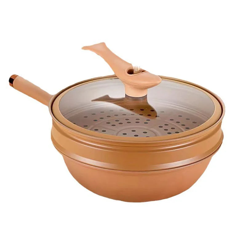 Wokpfanne mit Dampfkorb Antihaft Induktion Gas Multifunktional 30cm | Restfield