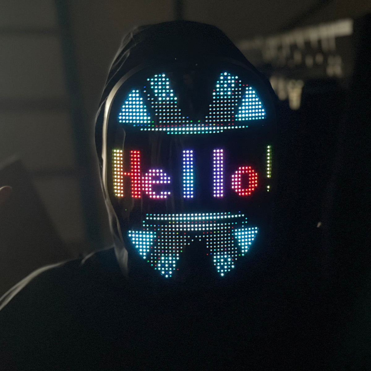 Interactive LED mask with app control, gesture recognition, and light effects for parties, events, and Carnival | Sansoti