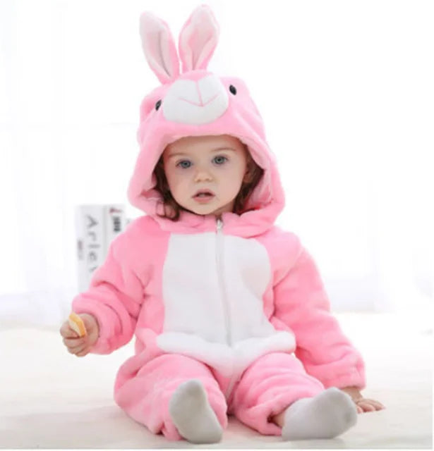 Baby Onesie Dierenpakje Panda Dinosaurus Tijger Muis – Zachte Fleece Jumpsuit Babykleding Romper 0-4 Jaar | Sansoti