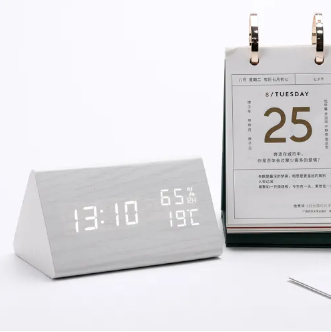Digitaler Wecker in Holzoptik LED-Display Sprachaktivierung Dimmbar Zeitanzeige Tischuhr Modernes Schlafzimmer | Sansoti