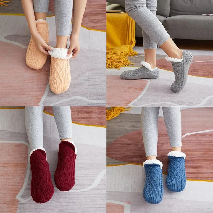 Chaussettes d’intérieur antidérapantes avec doublure polaire – chaussettes thermiques chaudes pour la maison, l’hôpital et le confort en intérieur | Sansoti