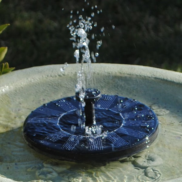 Solar-Wasserbrunnen Rund 17,5 cm Schwarz Schwimmende Gartendekoration Vogelbad Teich Kaskadenpumpe Garten-Wasserspiel | Sansoti