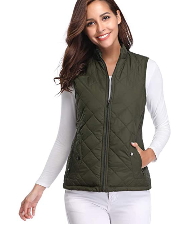 Quilted Women's Gilet with Zip Closure for Transitional Seasons Lightweight Warm Casual Sleeveless Vest | Sansoti