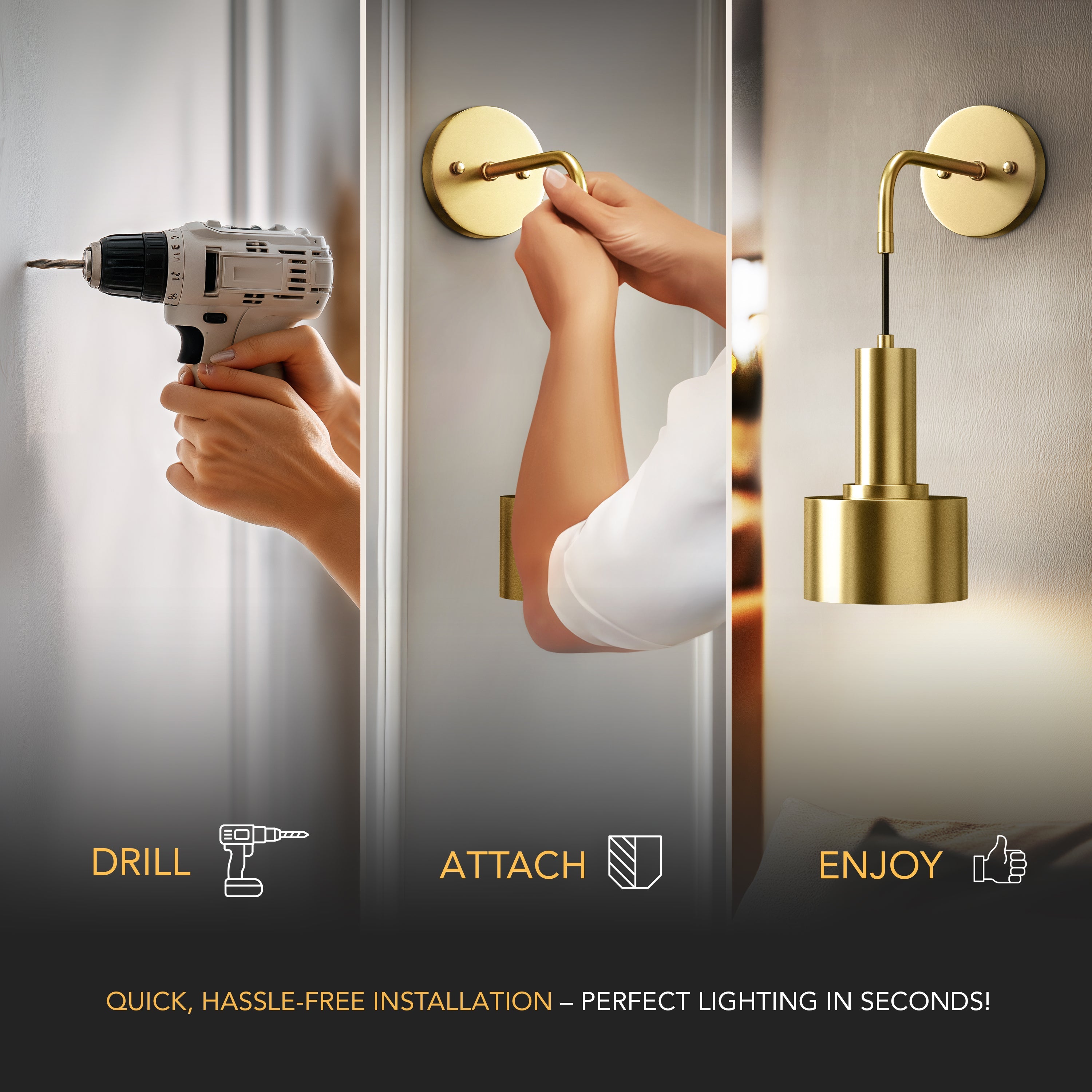 Applique Murale Or Industrielle Lot de 2 Abat-jour Suspendu Métal Télécommande Dimmable RGB Chambre | Restfield