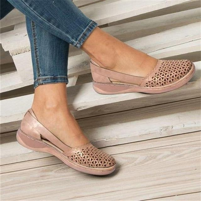 Women's Ballet Flats with a Wider Toe Box for Hallux Valgus Comfort, Flat PU Leather Shoes for Everyday Wear | Sansoti