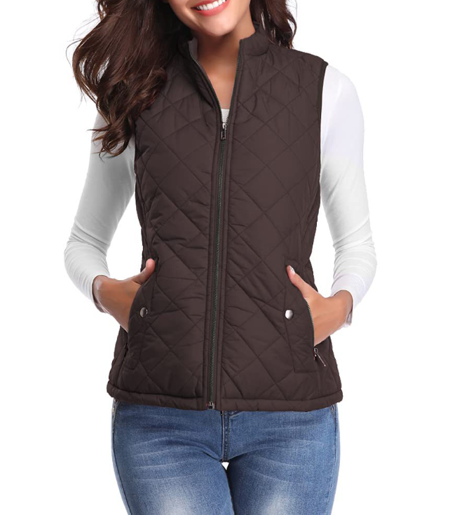 Quilted Women's Gilet with Zip Closure for Transitional Seasons Lightweight Warm Casual Sleeveless Vest | Sansoti