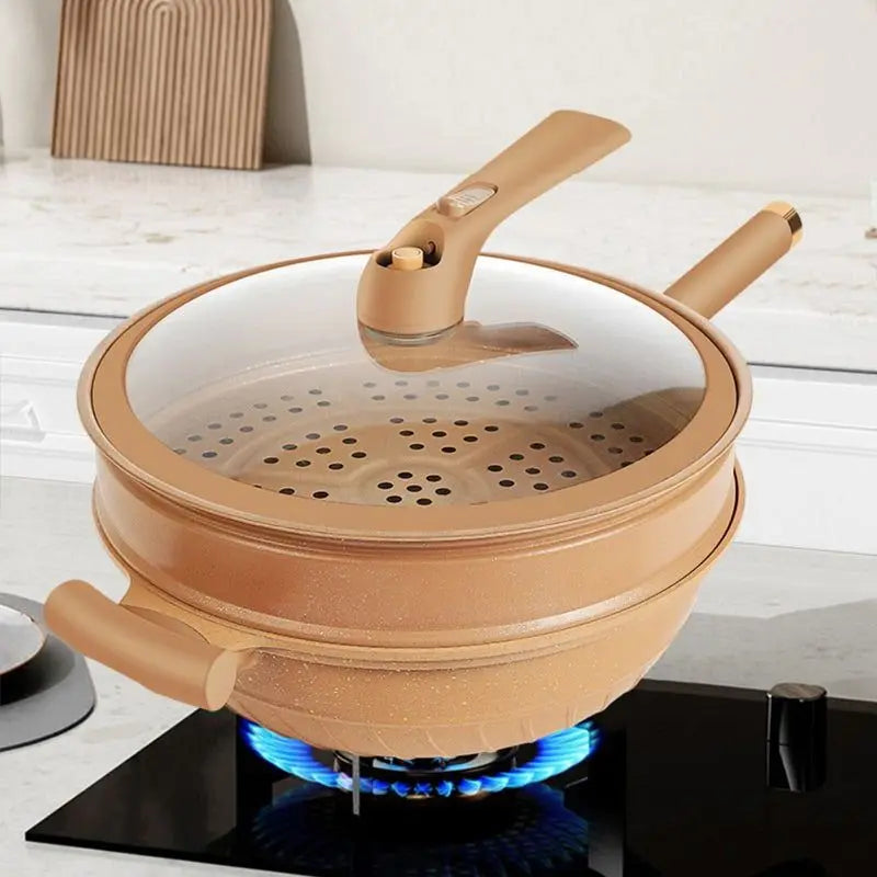 Wokpfanne mit Dampfkorb Antihaft Induktion Gas Multifunktional 30cm | Restfield