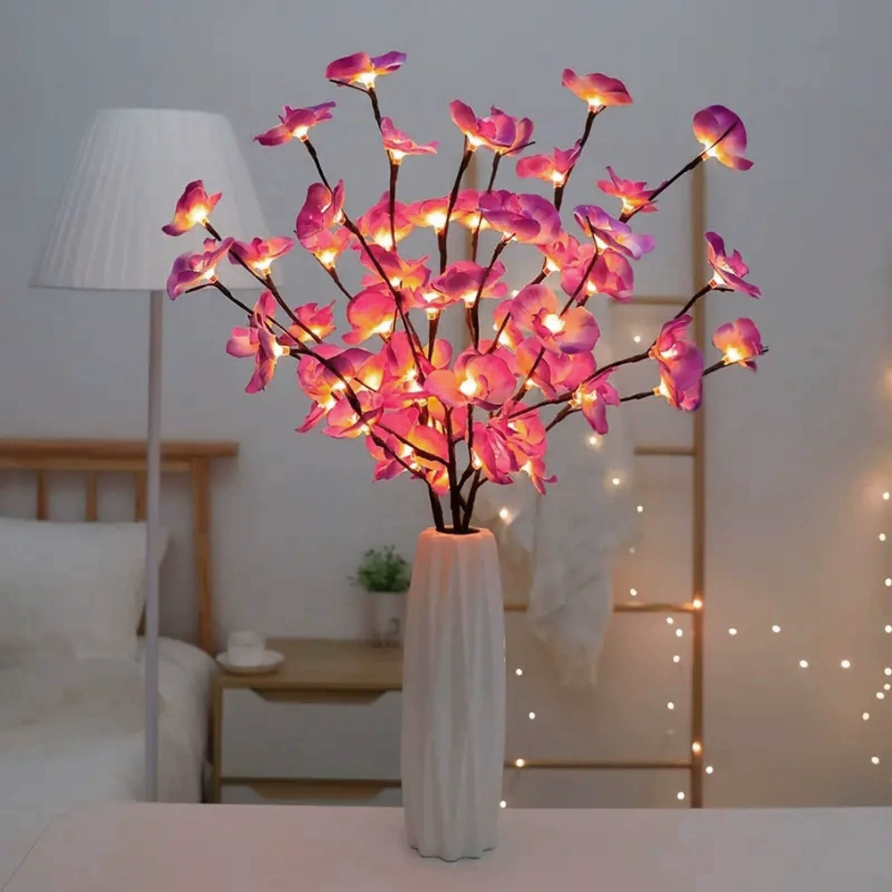 Illuminated Cherry Blossom Branch LED Decorative Lamp in Pink for Living Room Ambient Lighting Artificial Flowers | Sansoti