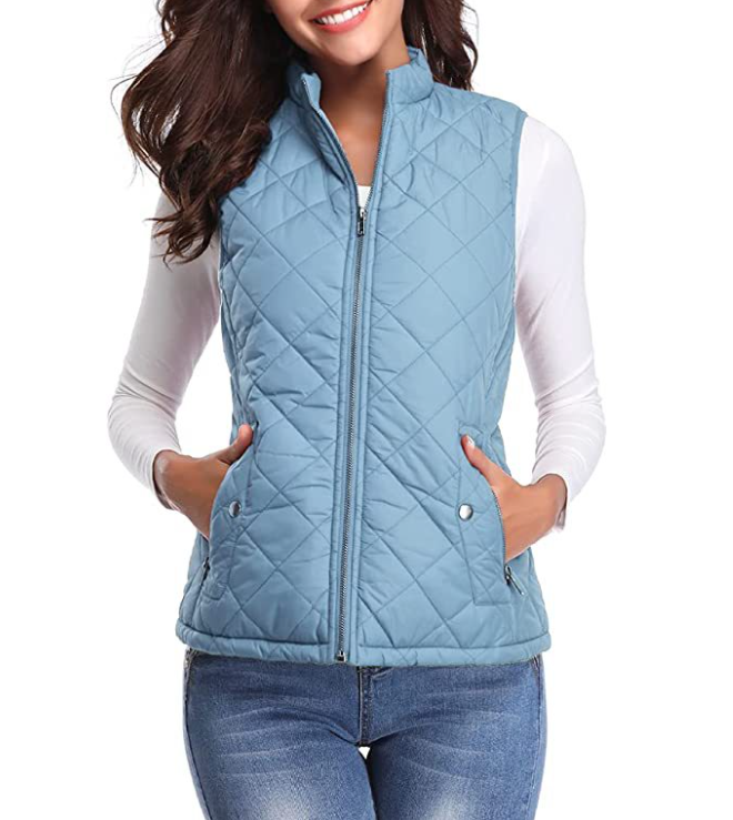 Quilted Women's Gilet with Zip Closure for Transitional Seasons Lightweight Warm Casual Sleeveless Vest | Sansoti