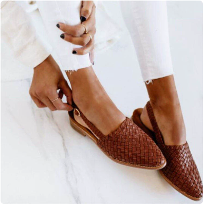 Gevlochten Slingback Ballerina's Dames Zomer Ademend Comfortabel Platte Schoenen Elegante Casual Slippers | Sansoti