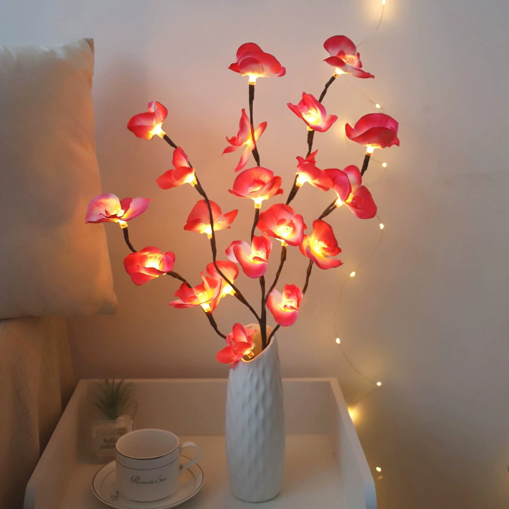 Illuminated Cherry Blossom Branch LED Decorative Lamp in Pink for Living Room Ambient Lighting Artificial Flowers | Sansoti
