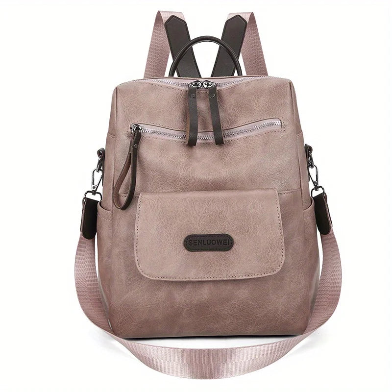 Veganlederen Rugzak Dames Stijlvol Retro Design Dagelijks Gebruik Werk Reizen Schooltas Bruin Zwart Casual | Sansoti