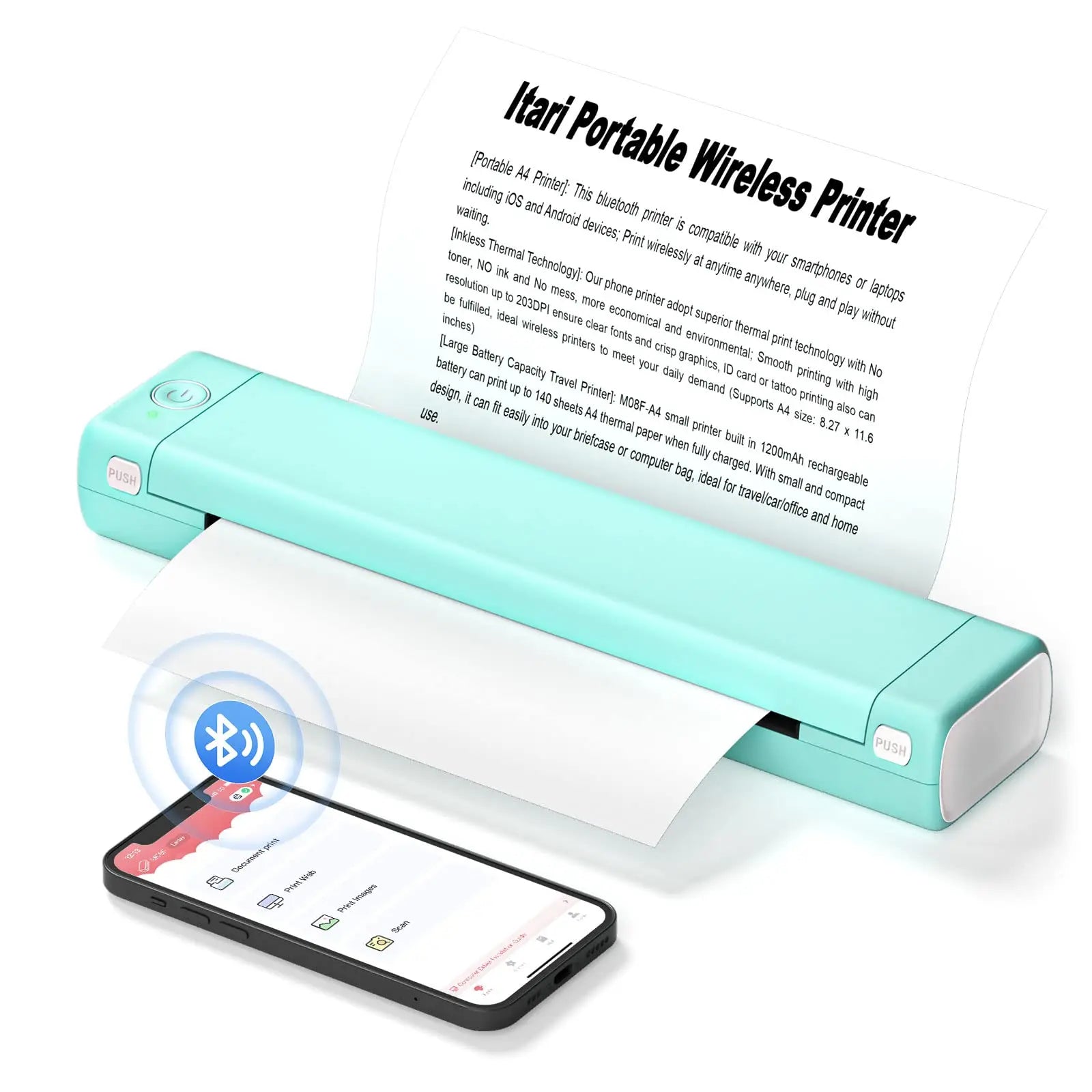 Thermische Printer Bluetooth Draadloos Inkloos Compact MK500 Mobiel Printen | Sansoti