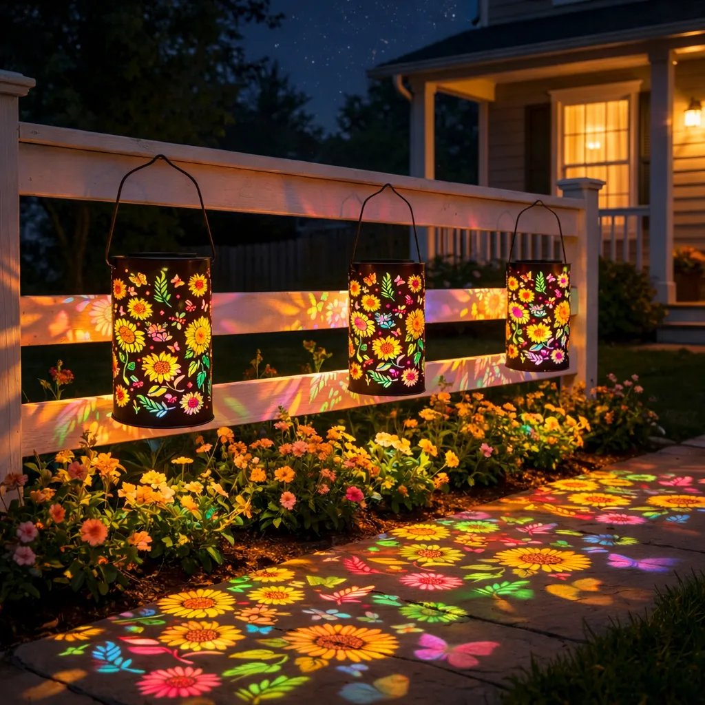 Decoratieve Tuinlantaarn op Zonne-energie met Bloemenpatroon voor Terras en Tuin | Warm & Gekleurd Licht | Sfeerverlichting voor Tuinpad en Balkon | Sansoti