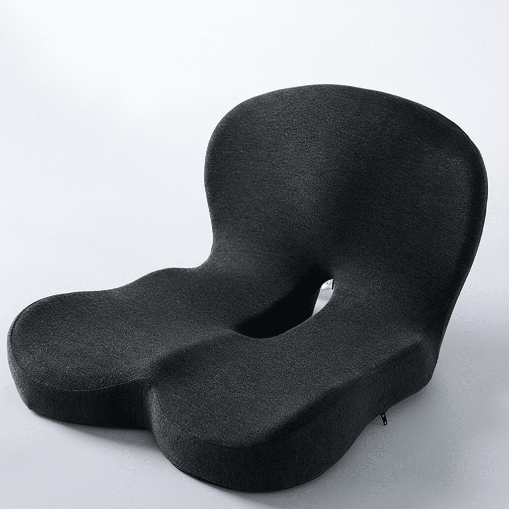 Ergonomisch Lendenkussen Memory Foam voor Auto Bureau Stoel Rugsteun Wasbaar Antislip Zwart Optimaal Comfort | Sansoti