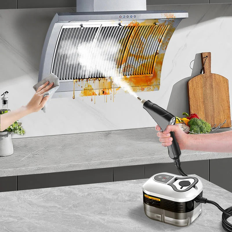 Nettoyeur vapeur haute pression 2500W avec gants, 6 niveaux et 5 embouts pour la voiture, la maison, la cuisine et la salle de bains | Sansoti