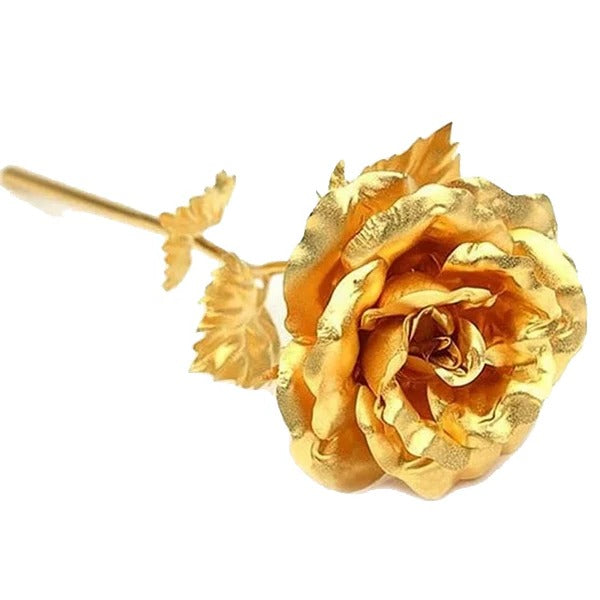 Rose décorative plaquée or 24 carats avec coffret cadeau luxueux pour la décoration intérieure du salon et comme cadeau romantique | Sansoti