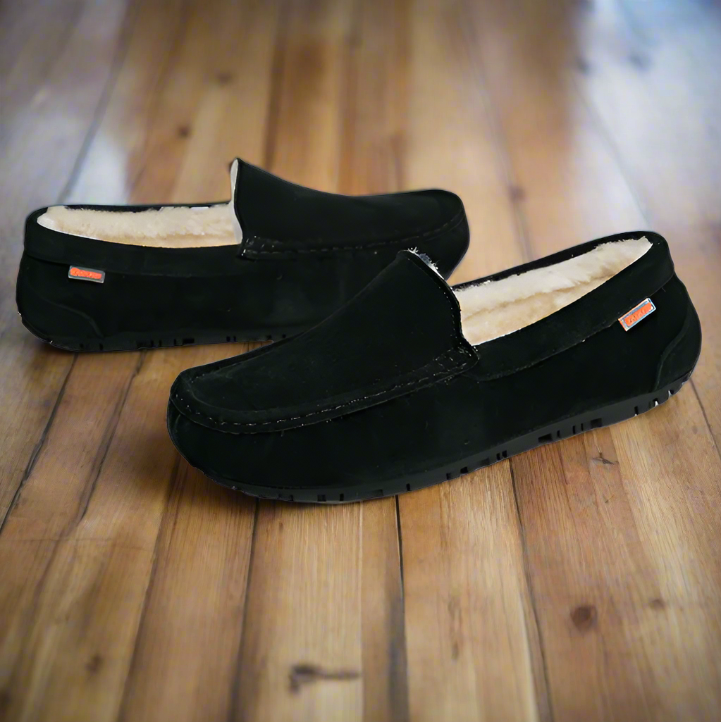 Pantoufles mocassins pour homme doublées avec semelle antidérapante, chaussons d’intérieur chauds en polaire sherpa, chaussures d’intérieur confortables | Sansoti
