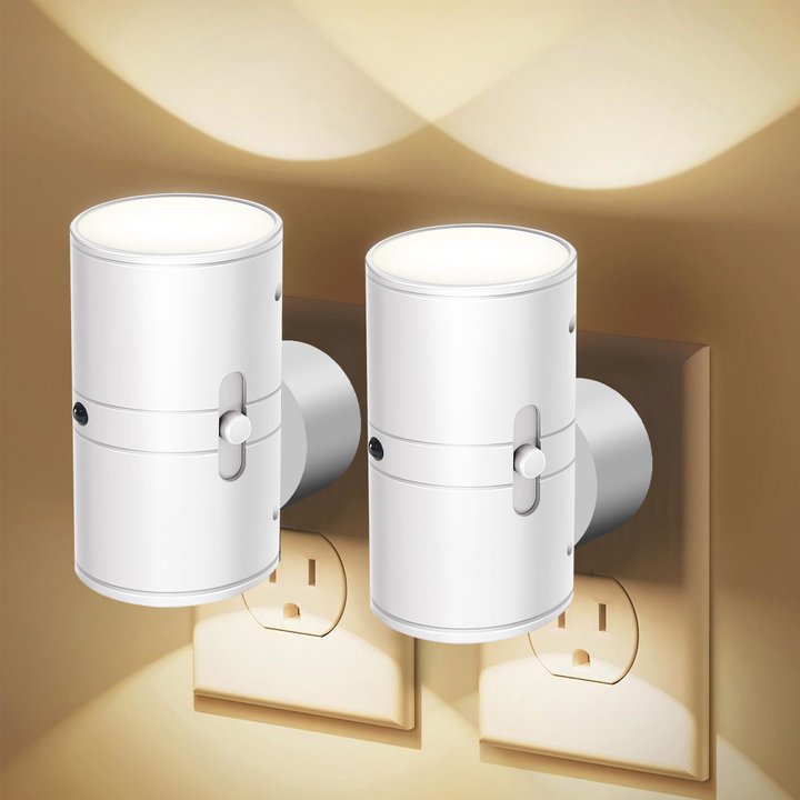 Dimmable Plug-In Night Light LED 10x10x8cm Black White Bedroom Hallway Bathroom Children's Room Wall Light | Sansoti