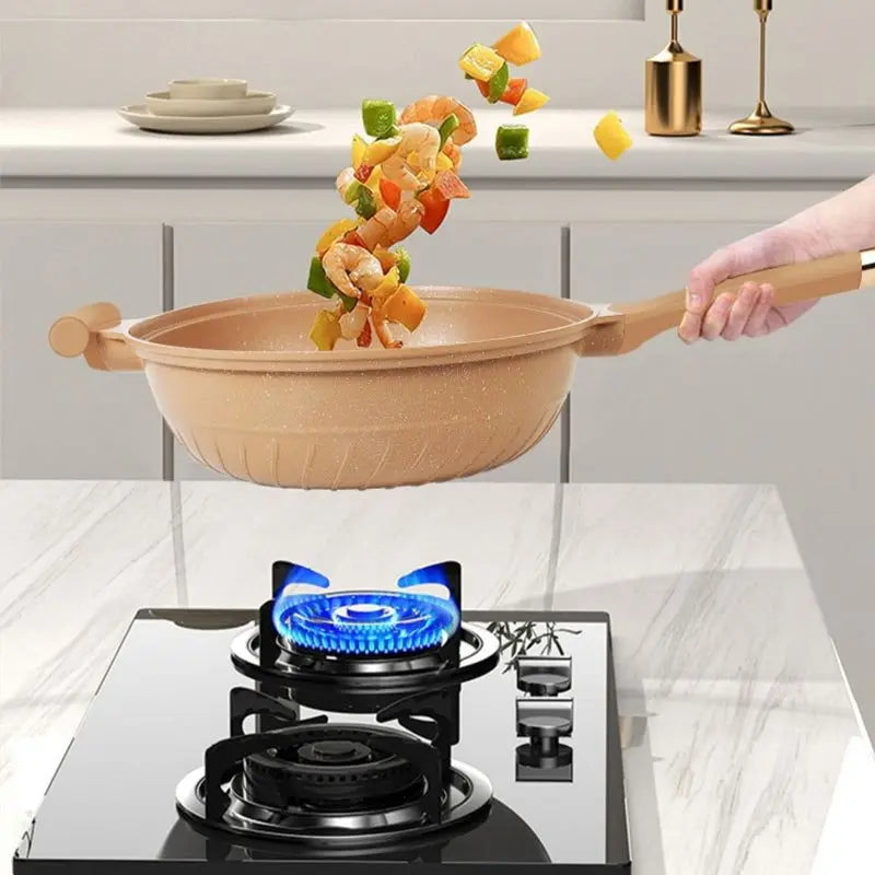 Wokpfanne mit Dampfkorb Antihaft Induktion Gas Multifunktional 30cm | Restfield