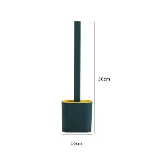 Brosse de toilette en silicone antibactérienne avec support mural, poils flexibles, hygiénique et peu encombrante | Sansoti