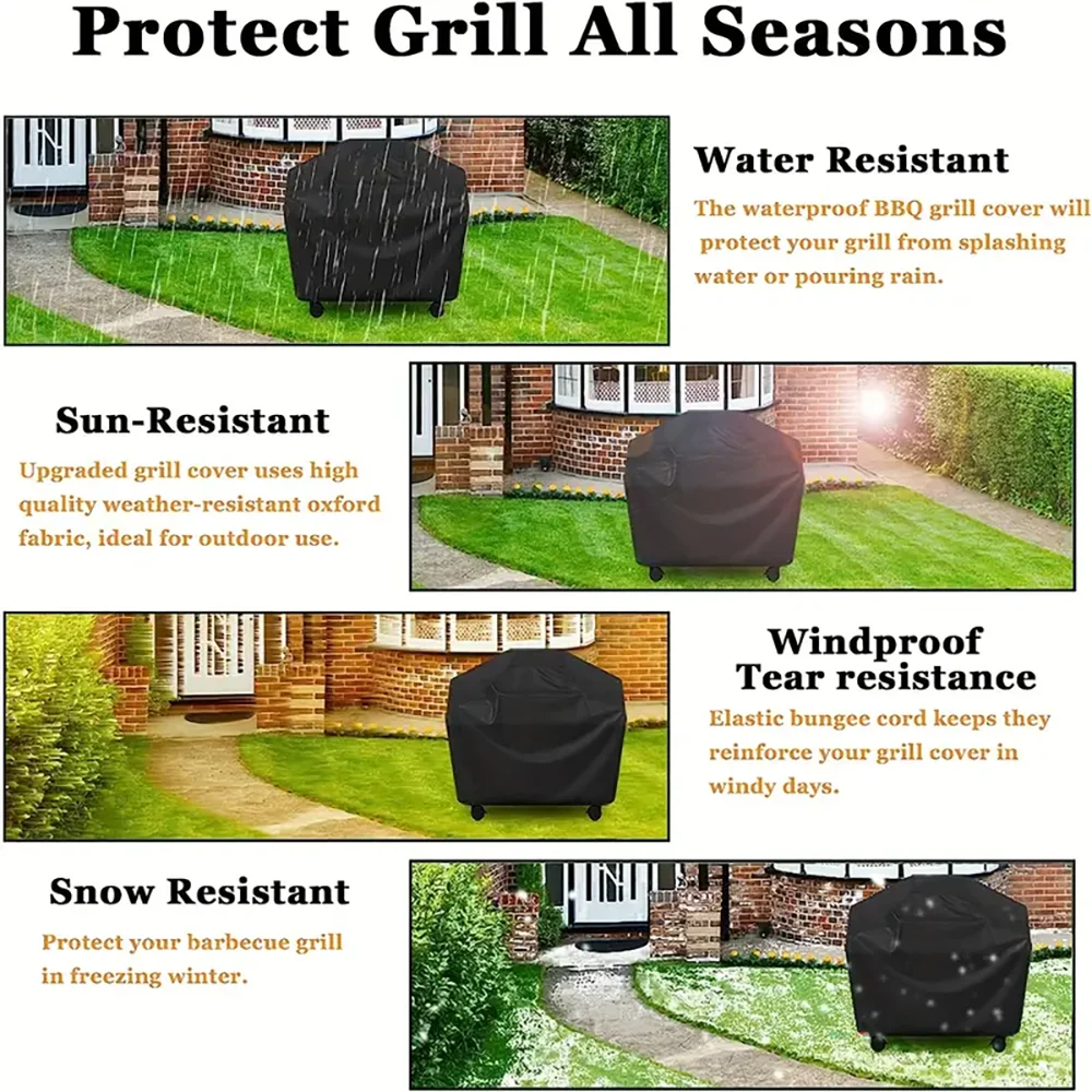 Weerbestendige Barbecue Hoes 145-190cm Beschermhoes Waterdicht BBQ Grill Afdekking Winterbescherming UV-bestendig Regenhoes Sneeuwbescherming | Sansoti