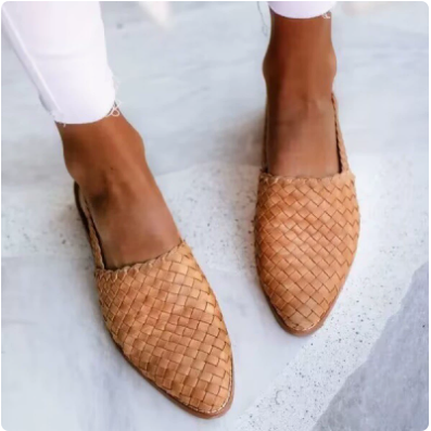 Gevlochten Slingback Ballerina's Dames Zomer Ademend Comfortabel Platte Schoenen Elegante Casual Slippers | Sansoti