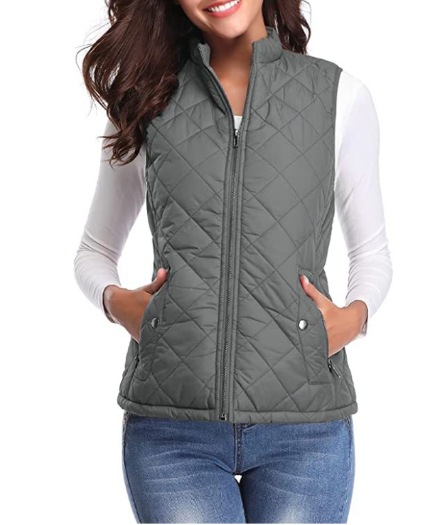 Quilted Women's Gilet with Zip Closure for Transitional Seasons Lightweight Warm Casual Sleeveless Vest | Sansoti