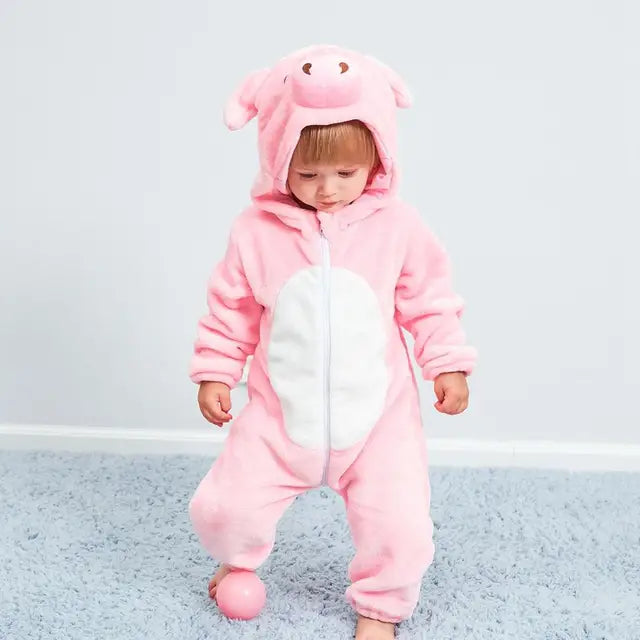 Baby Onesie Dierenpakje Panda Dinosaurus Tijger Muis – Zachte Fleece Jumpsuit Babykleding Romper 0-4 Jaar | Sansoti