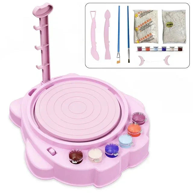 Creatief Boetseer Draaischijf Set voor Kinderen | Elektrisch Pottenbakkersgereedschap | Klei Activiteiten Kit | Educatief Speelgoed | Motoriek Ontwikkeling | Knutselset | Sansoti