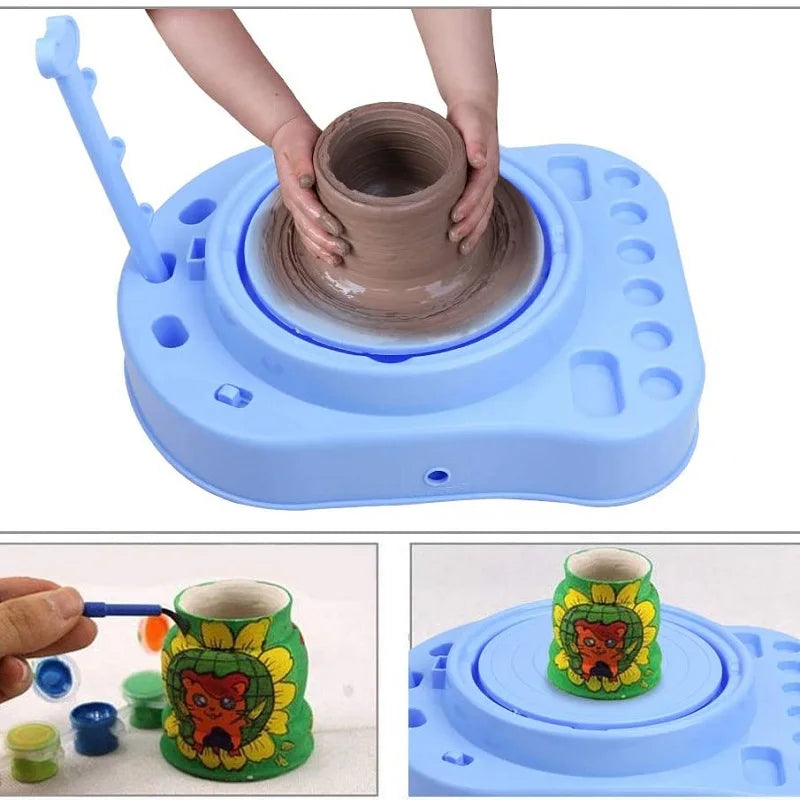 Creatief Boetseer Draaischijf Set voor Kinderen | Elektrisch Pottenbakkersgereedschap | Klei Activiteiten Kit | Educatief Speelgoed | Motoriek Ontwikkeling | Knutselset | Sansoti