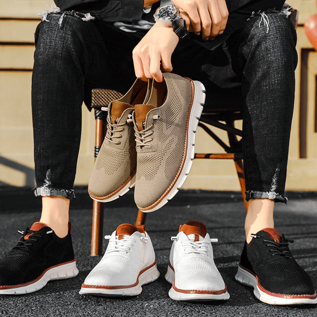 Herenschoenen Elias Comfortabel Veganistisch Leer Ergonomisch Ademend Licht Casual Elegant Zwart Olijf Bruin | Sansoti