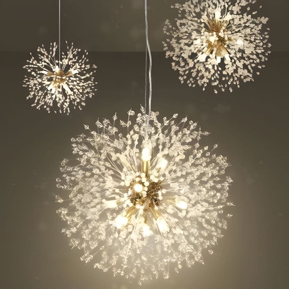Lustre moderne en cristal pissenlit avec LED G9 et finition métal de luxe | Restfield