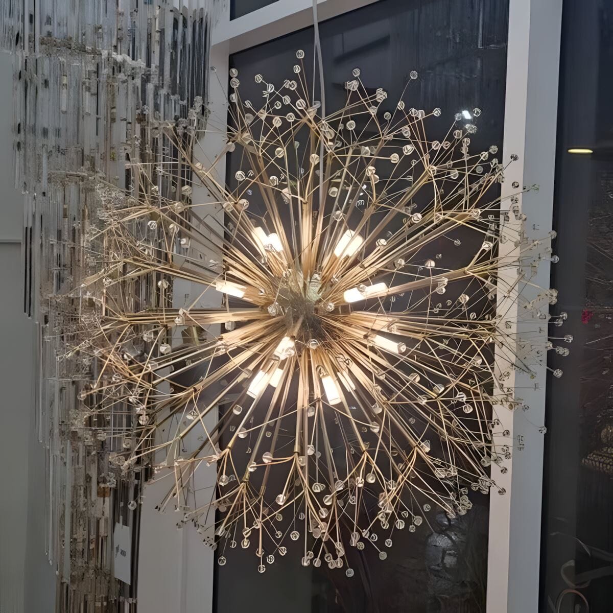 Lustre moderne en cristal pissenlit avec LED G9 et finition métal de luxe | Restfield