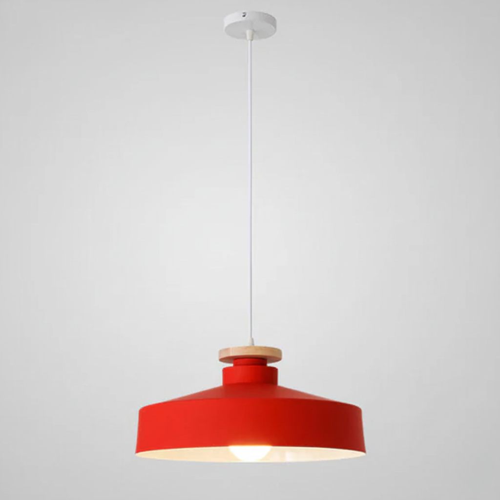 Hanglamp met Houten Kap en Aluminium Accent – Scandinavisch Design voor Eetkamer en Woonkamer | Sansoti