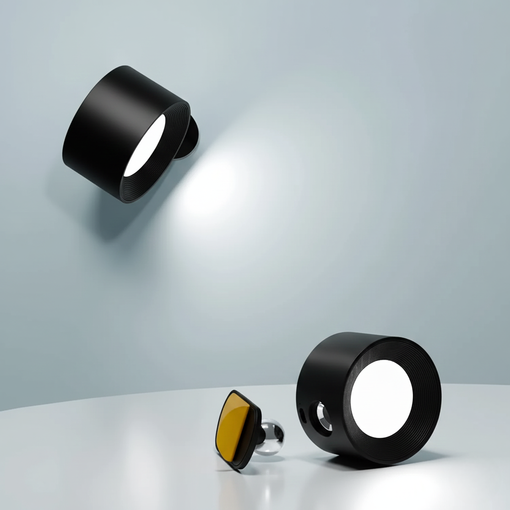 Draadloze Wandlamp Oplaadbaar & Dimbaar met 360° Rotatie – Compacte Touch-bediening Nachtlamp | Sansoti