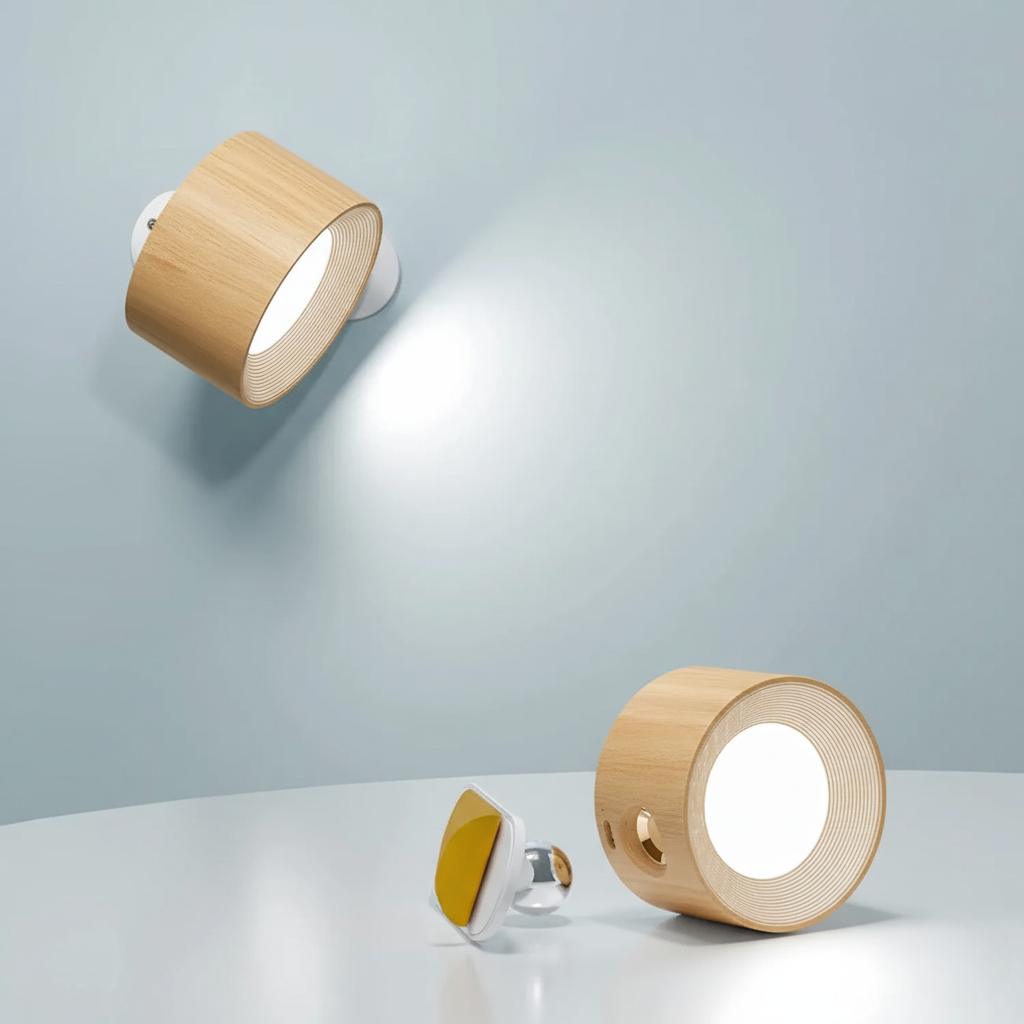 Draadloze Wandlamp Oplaadbaar & Dimbaar met 360° Rotatie – Compacte Touch-bediening Nachtlamp | Sansoti