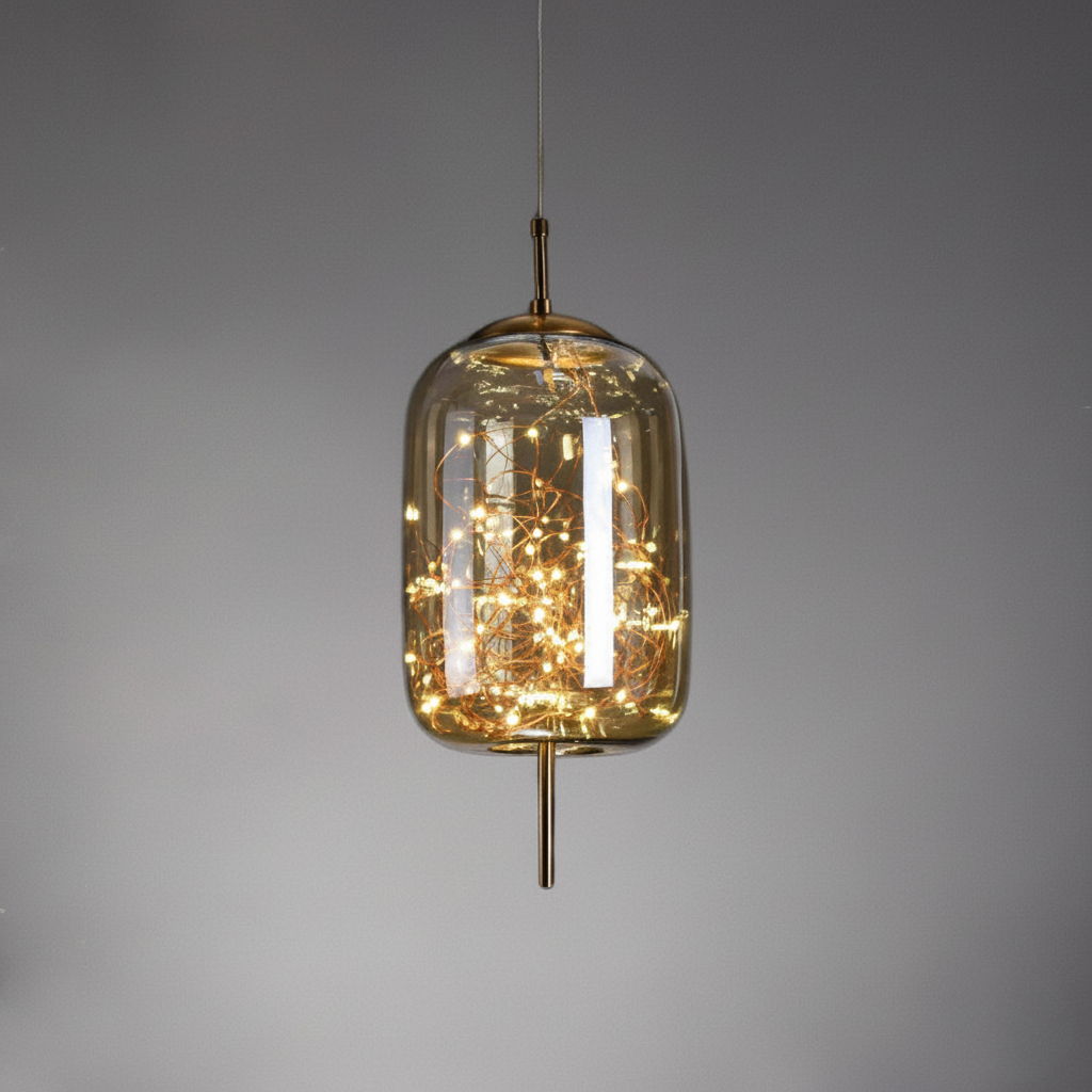 Glazen LED Hanglamp met Warm Scandinavisch Design – Amber of Grijs 24W | Sansoti