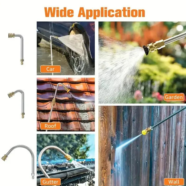 Lance télescopique pour nettoyeur haute pression, portée de 7,3 m, laiton et acier inoxydable, 4000 PSI, avec buses à code couleur | Sansoti
