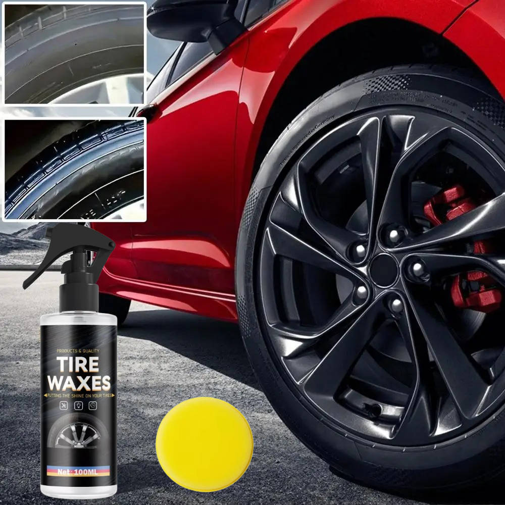 Bandenglansspray voor Autobanden 2 Stuks met Spons UV-Bescherming Diepe Zwarte Glans Langdurige Verzorging | Sansoti
