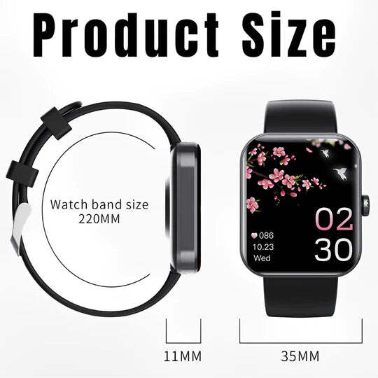 Smartwatch met Glucosemeting 1.91 Inch Touchscreen Zwart Roze | Gezondheidshorloge met Hartslagmeter GPS Slaapanalyse Waterdicht IP67 Sportmodi Notificaties 7 Dagen Accuduur | Sansoti