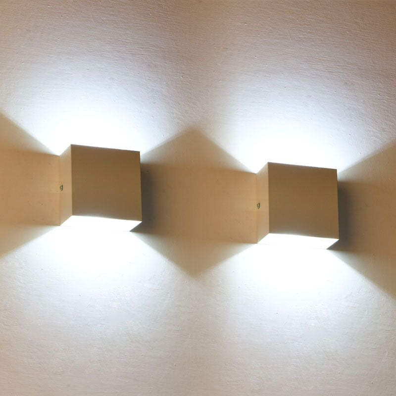Square Outdoor Wall Light LED Adjustable Black White Gray Waterproof IP65 Metal Acrylic Garden Lighting | Sansoti