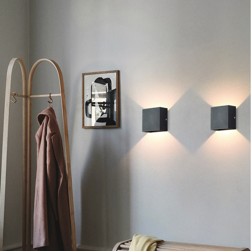 Square Outdoor Wall Light LED Adjustable Black White Gray Waterproof IP65 Metal Acrylic Garden Lighting | Sansoti