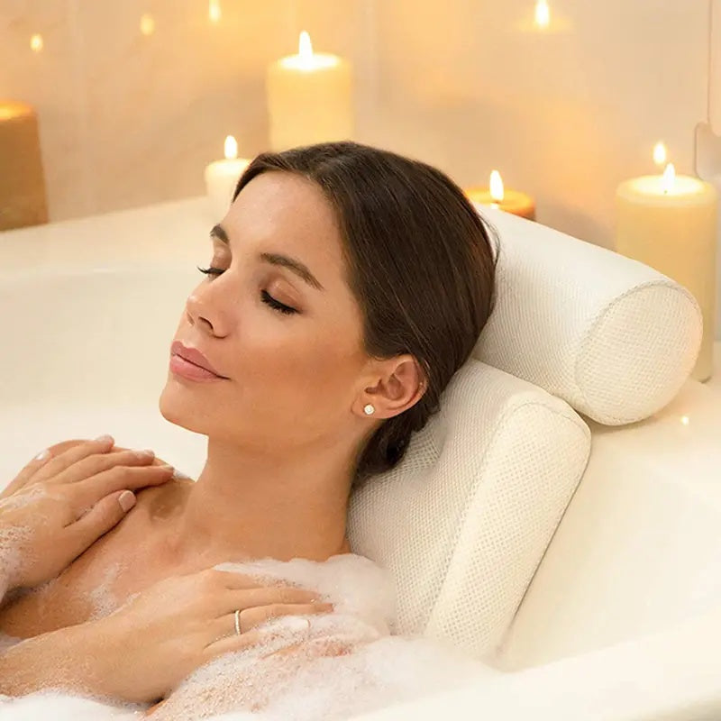 Ergonomisch Badkussen met Zuignappen – Comfortabele Neksteun voor Bad en Spa | Sansoti